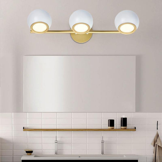 3 Light Gold and White Vanity Sconce - Nordic Side - 