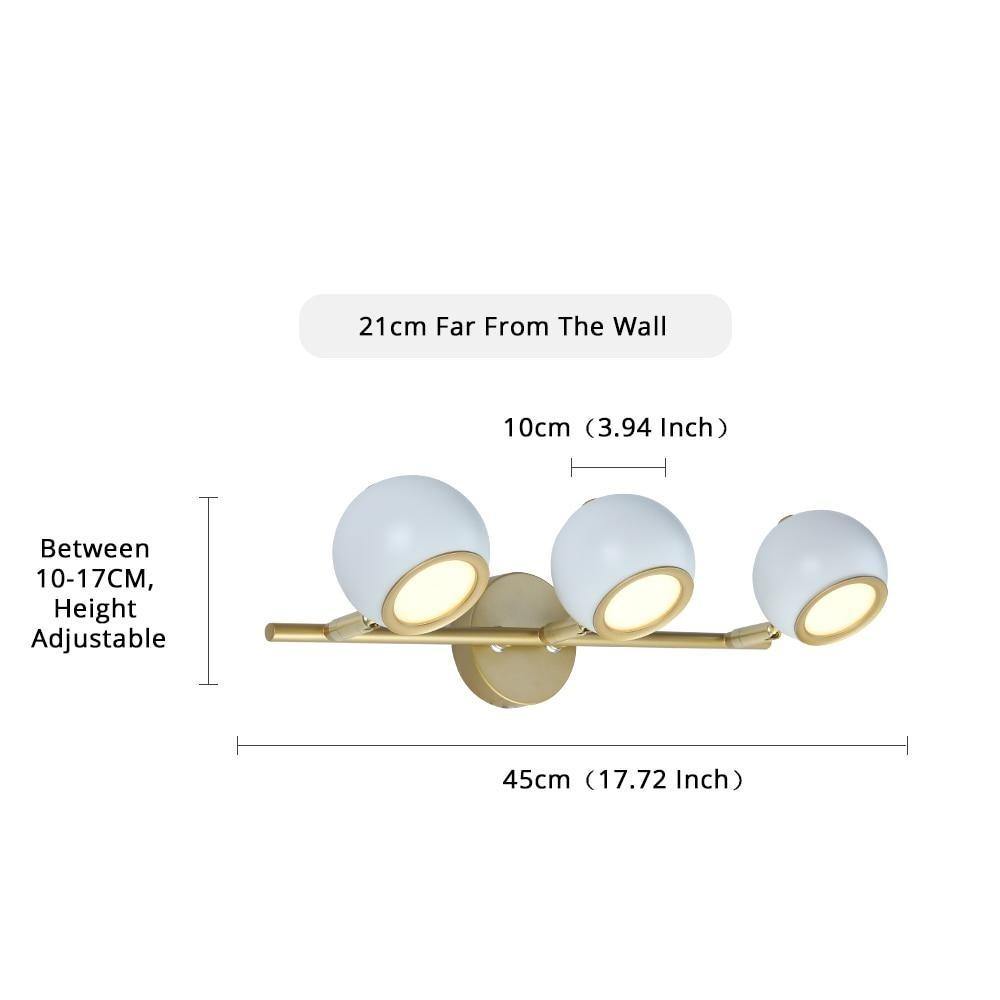 3 Light Gold and White Vanity Sconce - Nordic Side - 