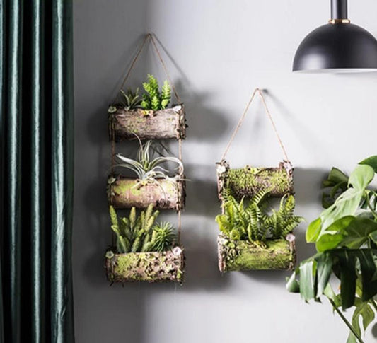 Moss - Vertical Hanging Bark Planter - Nordic Side - 11-18, feed-cl1-planters, modern-farmhouse, modern-planter-collection