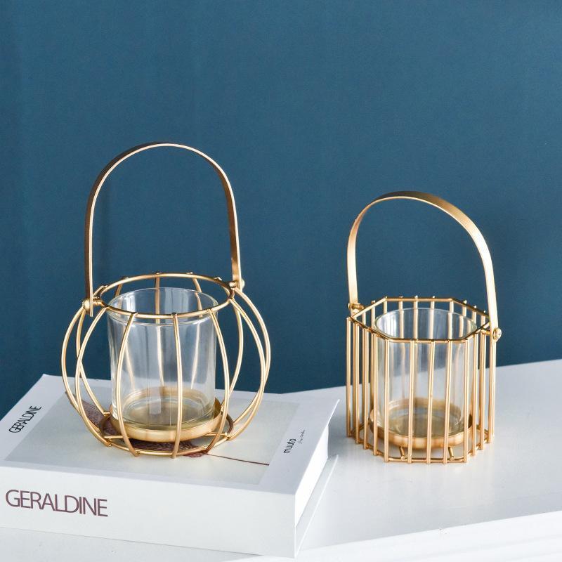 Gold Glass Geometric Candle Holder - Nordic Side - 