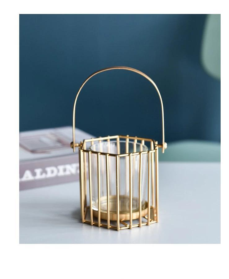 Gold Glass Geometric Candle Holder - Nordic Side - 