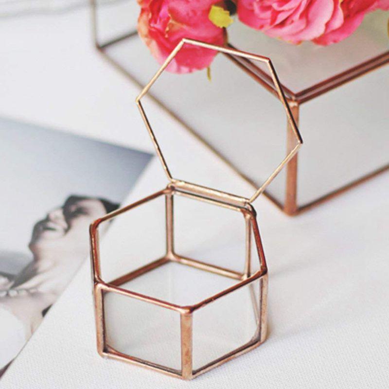 Copper Geometric Glass Jewelry Box - Nordic Side - bathroom, bedroom