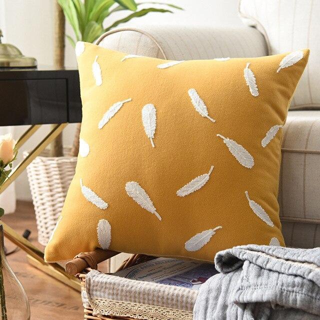 Feather Yellow Cushion Cover - Nordic Side - 