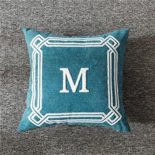 Letter Embroidered Cushion Cover - Nordic Side - 