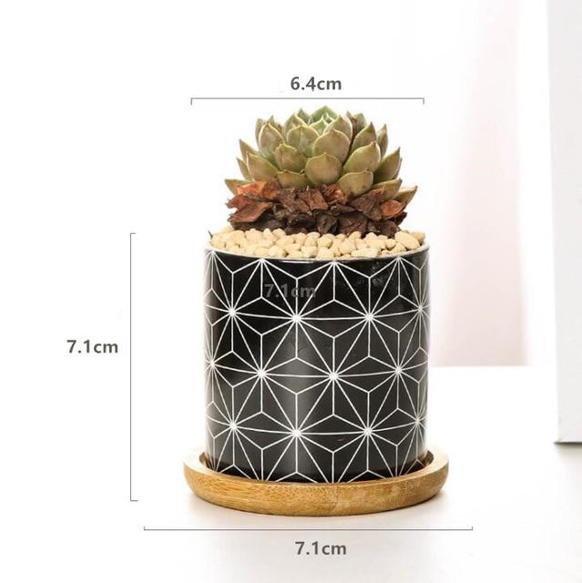Rory - Round Geometric Pattern Flower Pot - Nordic Side - 02-09, modern-pieces