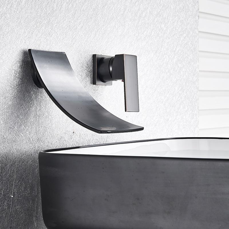 Leon - Chrome Wall Mount Waterfall Flow Single Handle Faucet - Nordic Side - 03-19, modern-pieces
