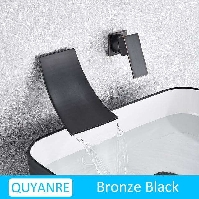 Leon - Chrome Wall Mount Waterfall Flow Single Handle Faucet - Nordic Side - 03-19, modern-pieces