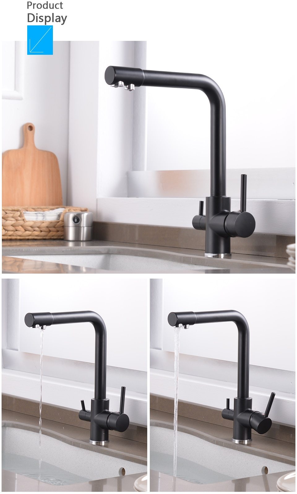 Cott - Modern 3 in 1 Kitchen Faucet - Nordic Side - 03-15