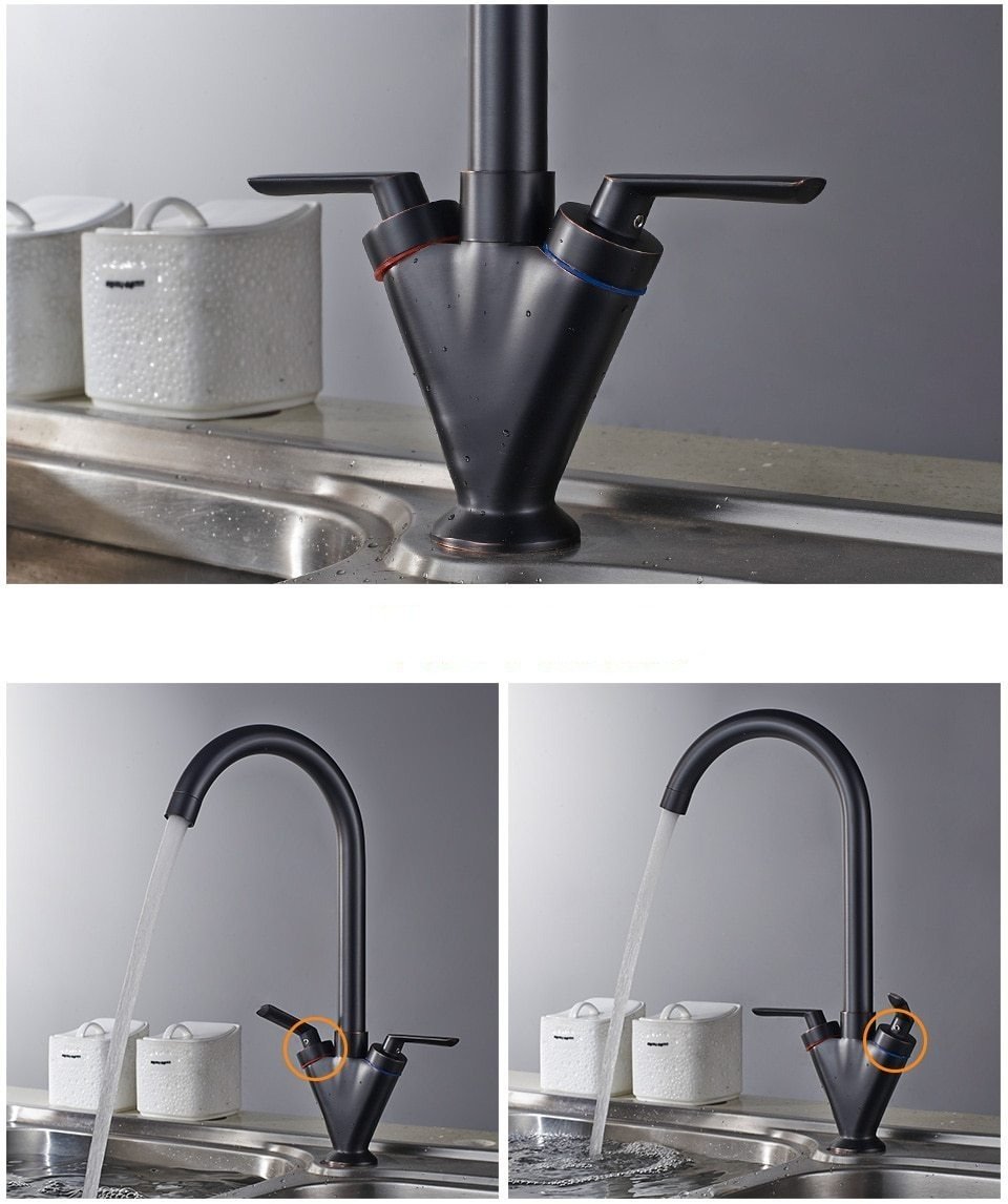 Theresa - Two Handle Rotating Kitchen Faucet - Nordic Side - 03-15, modern-pieces