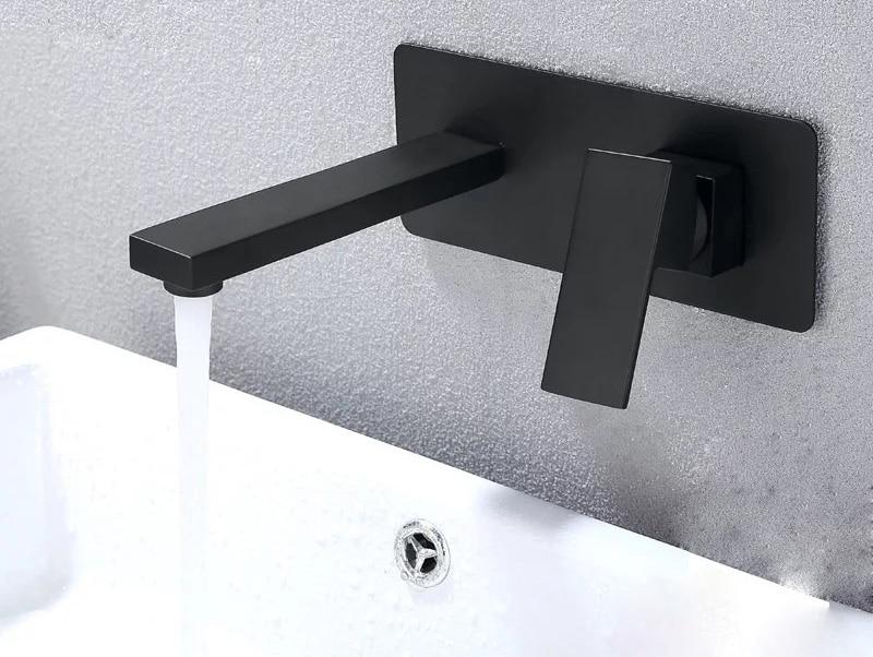 Odell - Luxurious Matte Black Wall Mounted Bathroom Faucet - Nordic Side - 03-19, modern-pieces