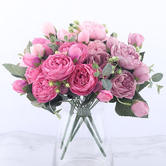 Rose Faux Flowers Arrangement (5 Heads)