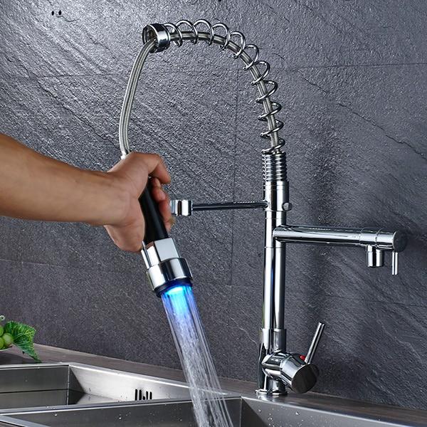 Carylon - LED Kitchen Spring Deck Mounted Faucet - Nordic Side - 03-19