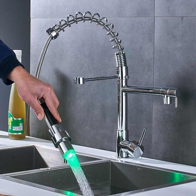 Carylon - LED Kitchen Spring Deck Mounted Faucet - Nordic Side - 03-19