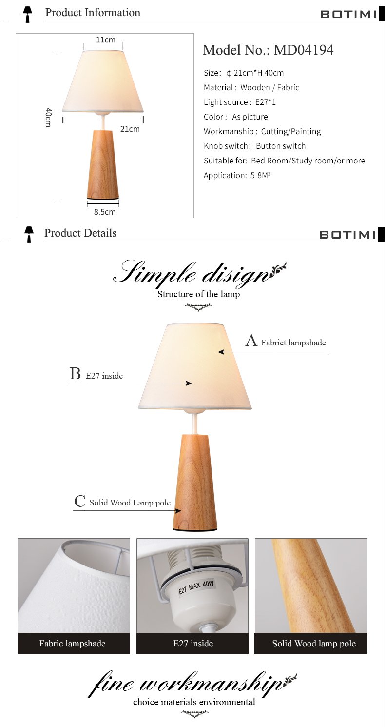 Indiana - Wooden Base Table Lamp - Nordic Side - 05-12, feed-cl1-lights-over-80-dollars, modern-farmhouse, modern-farmhouse-lighting