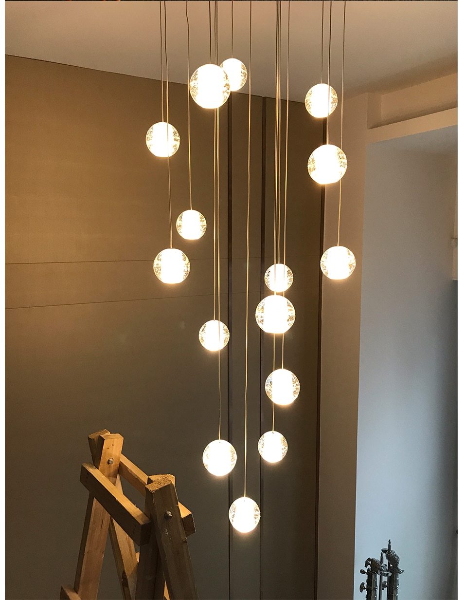 Modern Crystal Glass Ball Staircase Lamp - Nordic Side - 