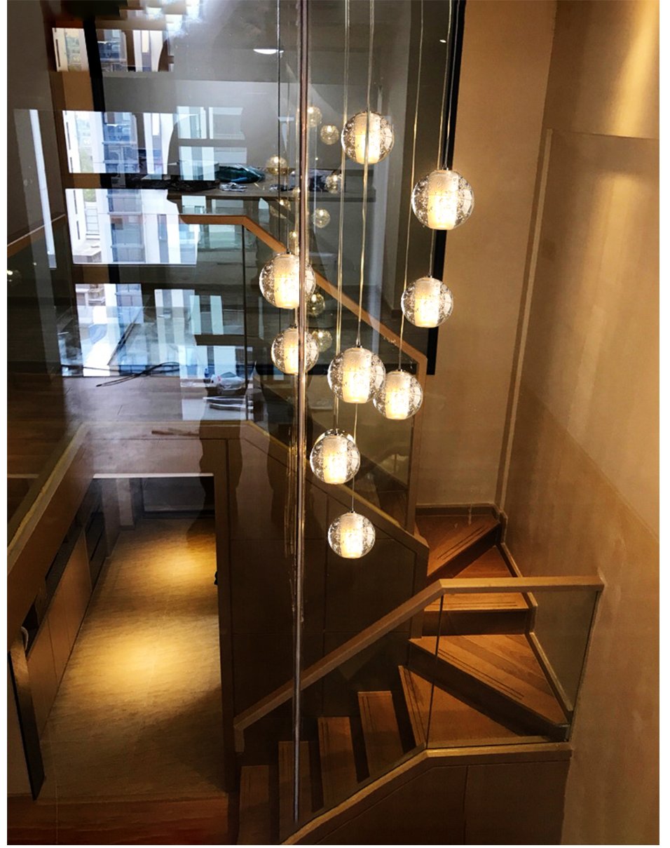 Modern Crystal Glass Ball Staircase Lamp - Nordic Side - 