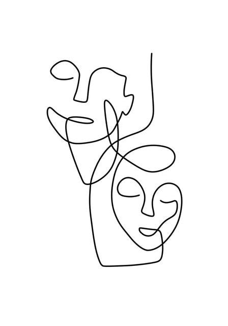 Modern Abstract Line Drawing Canvas Painting