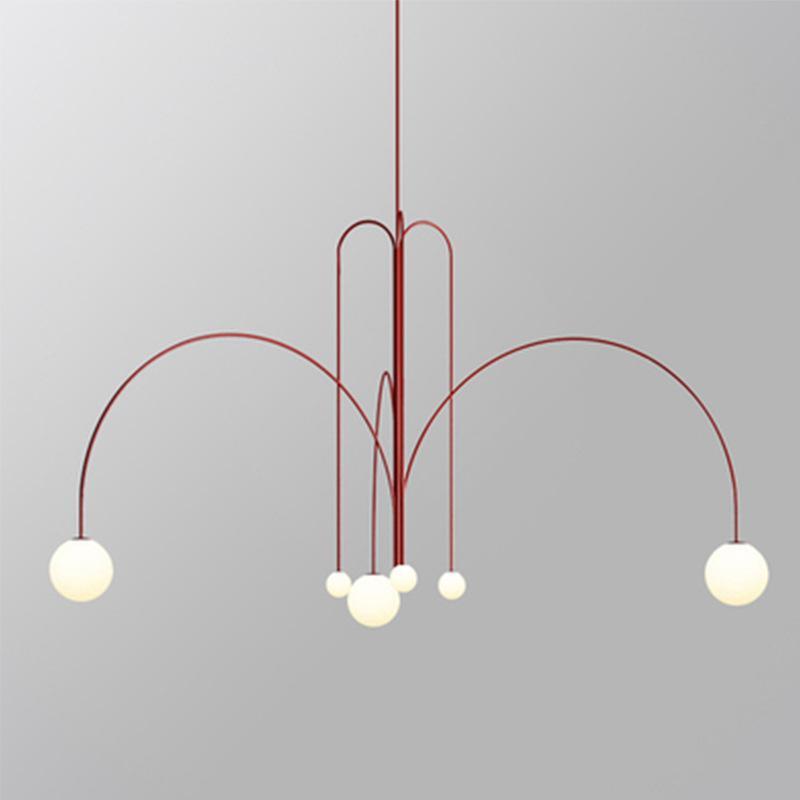Italian Led Iron Gold/Red and White Chandelier - Nordic Side - 