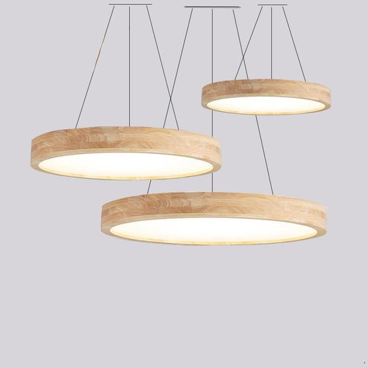 Modern Wood Suspension Luminaire - Nordic Side - 