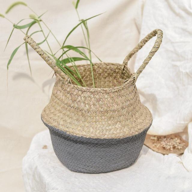 alohaboho Handmade Bamboo Seagrass Rattan Storage Baskets