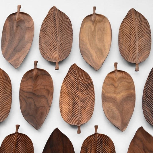 Natural Wooden Leaf Tray Plate