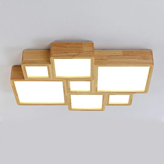Modern Wood  Flush Mount Ceiling Light - Nordic Side - 