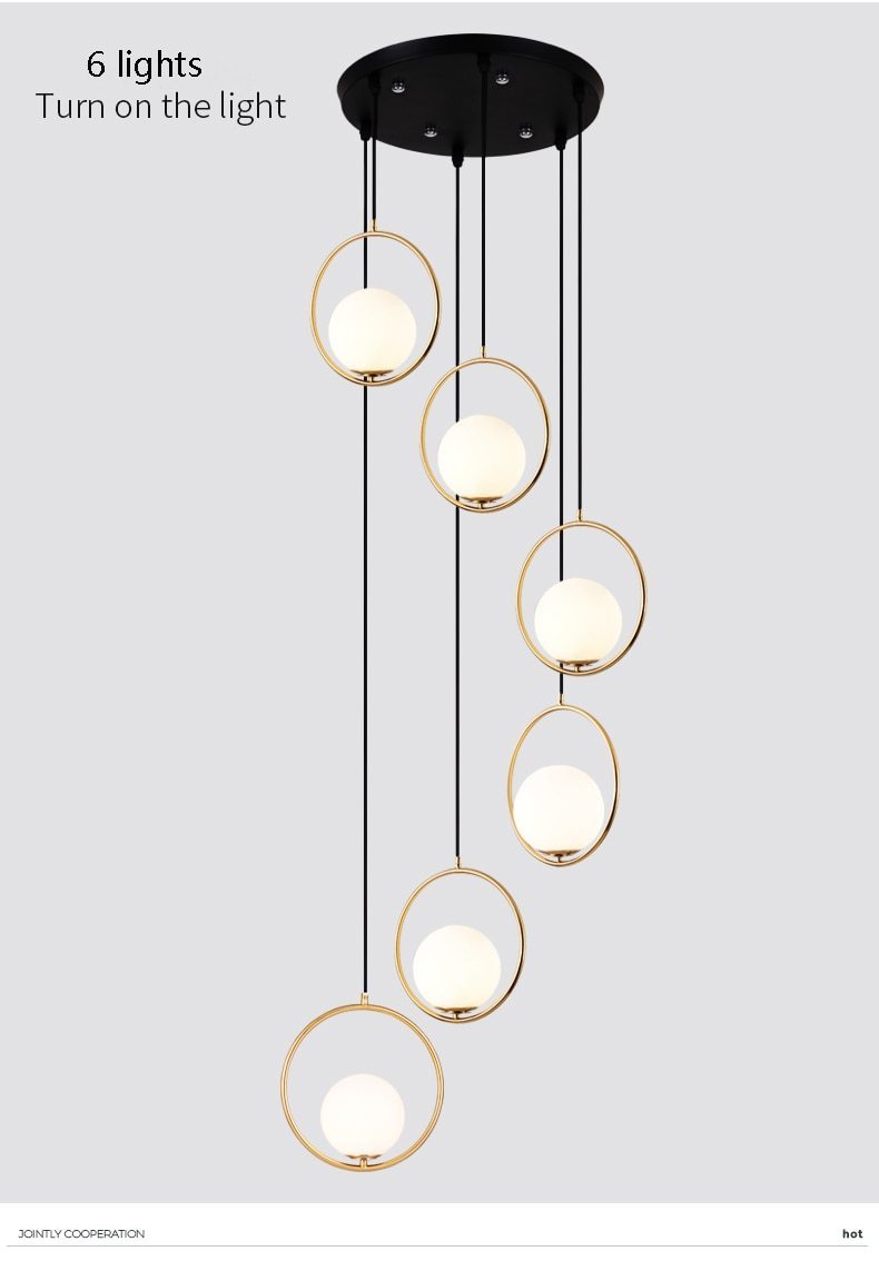 Glass ball Staircase Chandelier - Nordic Side - 