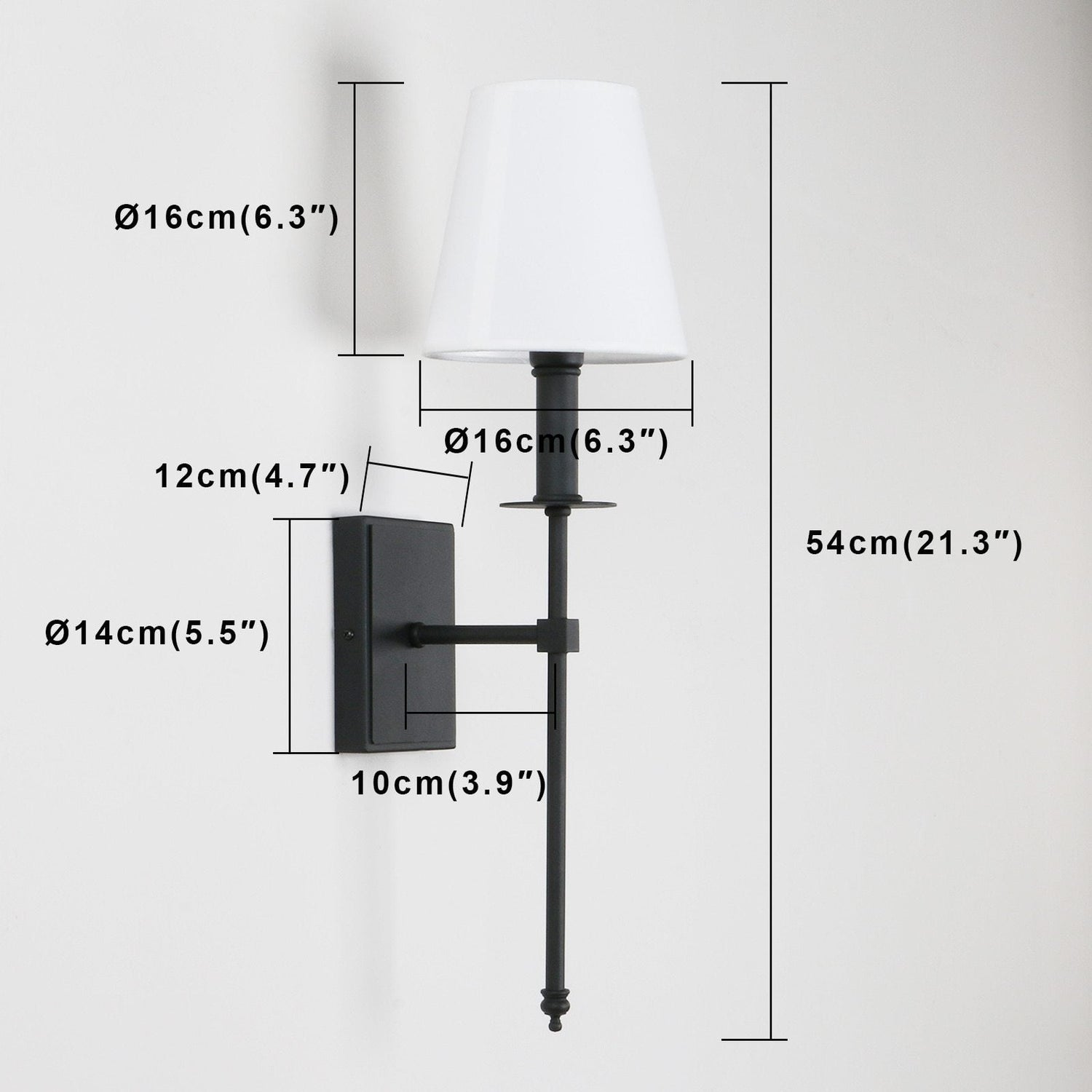 SONIA Single Classic Wall Sconce Flared White Textile Shade - Nordic Side - 