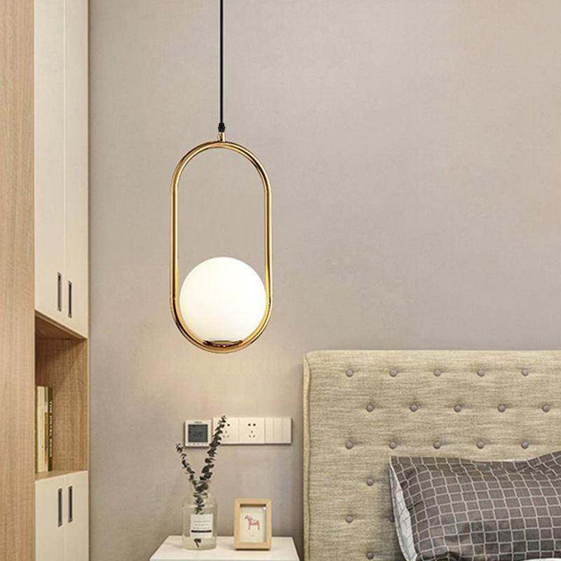 Nordic Glass Ball Pendant Lights with Vintage Hoop