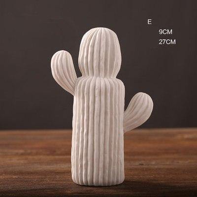 Handmade White Ceramic Cactus - Nordic Side - 