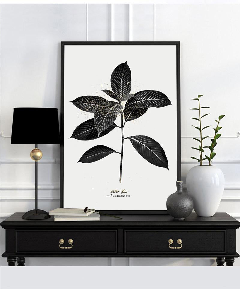 Black & White Palm Leaf - Nordic Side - 