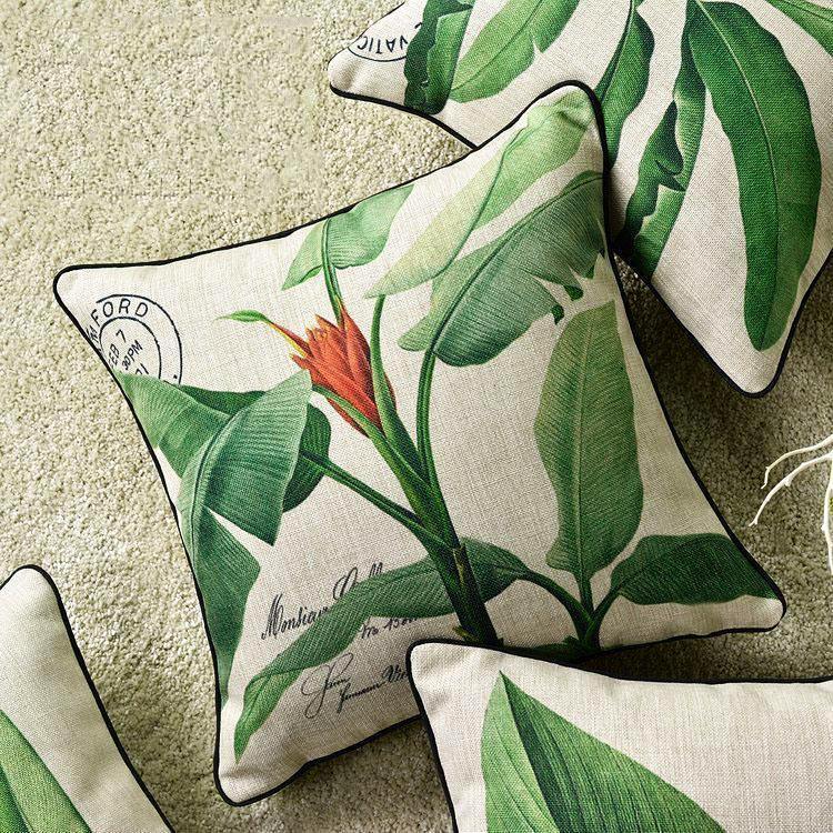 Tropic Leaf with Floral Cushion Cover - Nordic Side - 