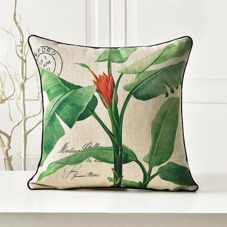 Tropic Leaf with Floral Cushion Cover - Nordic Side - 
