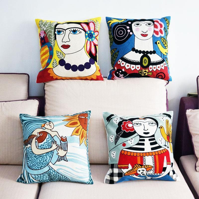 Cotton Embroidered Cushion Covers - Nordic Side - 