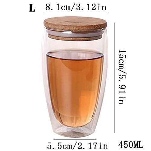 Double Glass Cup with Cover - Nordic Side - 