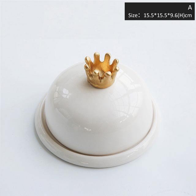Golden Crown Ceramic Storage Box - Nordic Side - 
