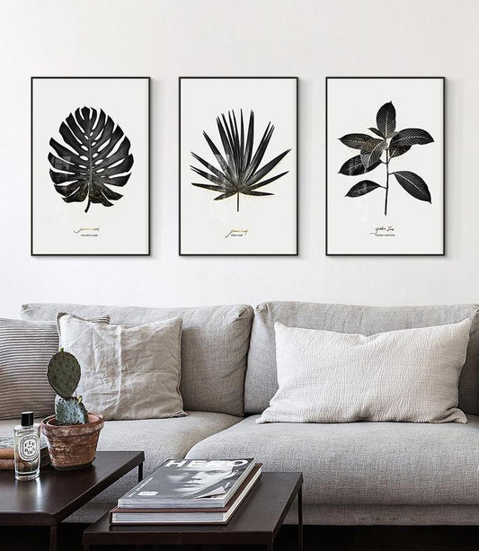Black & White Palm Leaf - Nordic Side - 