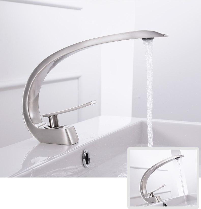 Modern Crane Design Single Handle Basin Faucet - Nordic Side - 12-11, bathroom, bathroom-collection, bathroom-faucet, fab-faucets, faucet, feed-cl0-over-80-dollars, kitchen, kitchen-faucet, m