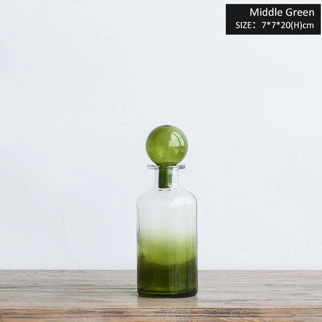 Gradient Green Glass Vase - Nordic Side - 