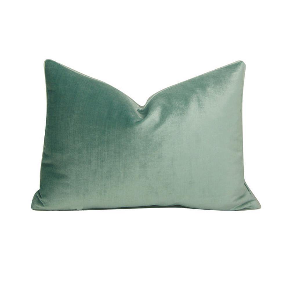Aqua Green Cotton Velvet Cushion Cover - Nordic Side - 