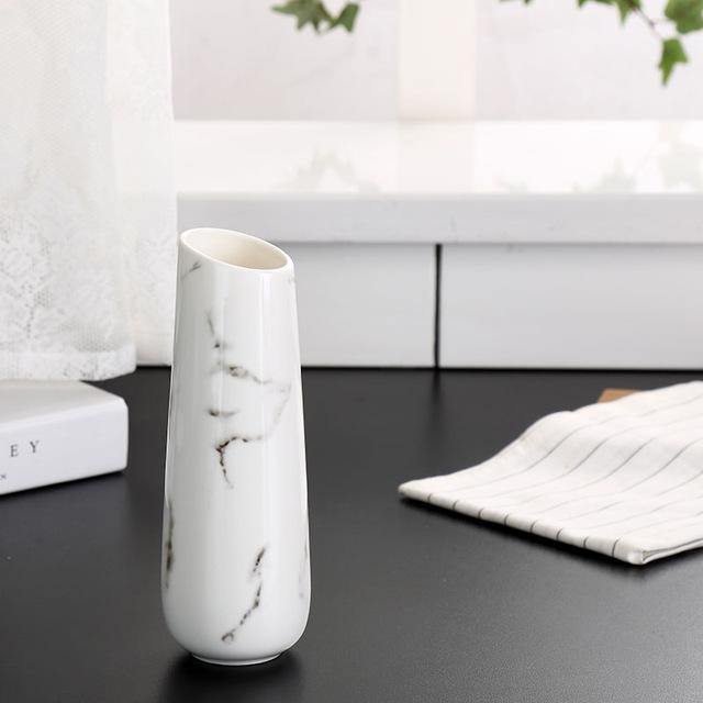 Marble flower Ceramic White Vase - Nordic Side - 