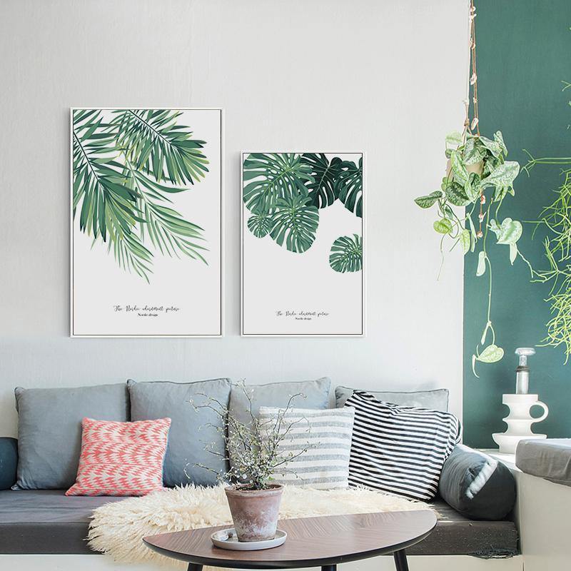Pale Green Large Leaf Plant Wall Art - Nordic Side - 