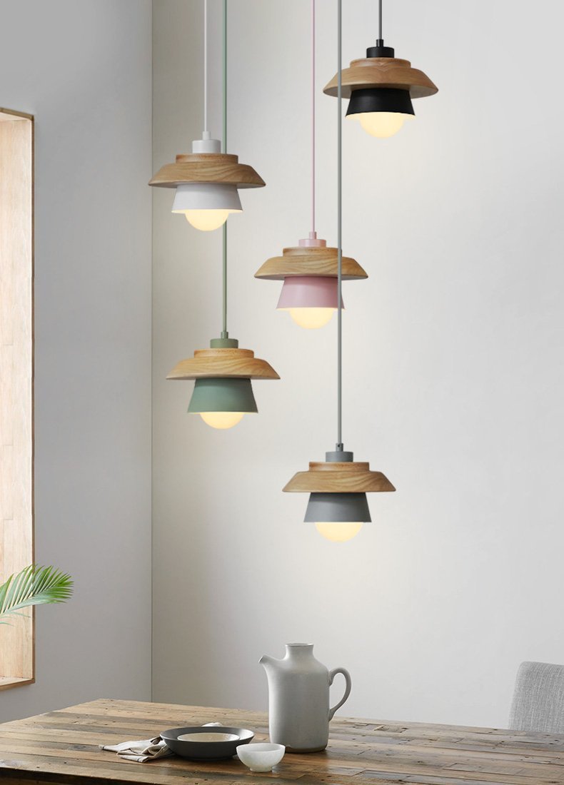 Wooden Top Creative Pendant Lights - Nordic Side - 