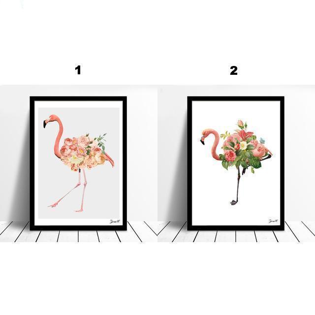 Floral Flamingo Artwork Canvas - Nordic Side - 