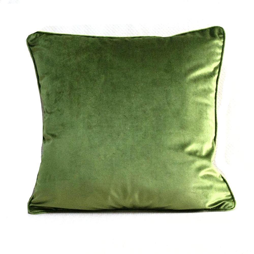 Grass Green Piping Design Velvet Cushion Cover - Nordic Side - 