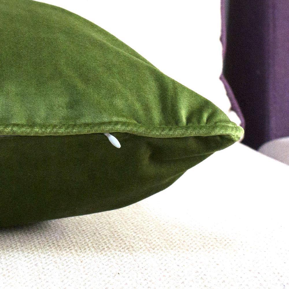 Grass Green Piping Design Velvet Cushion Cover - Nordic Side - 