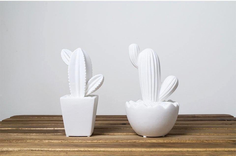 White Ceramic Cactus - Nordic Side - 