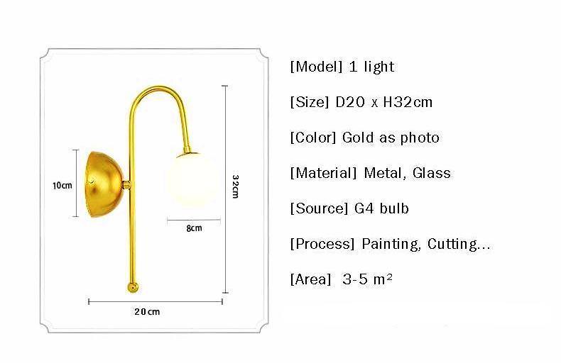 Curved Gold Iron Wall Lamp (Small) - Nordic Side - 