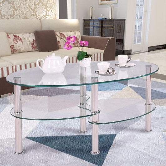 Beatrice - Luxurious Oval Tempered Glass Living Room Coffee Table - Nordic Side - 01-29, modern-furniture, modern-pieces