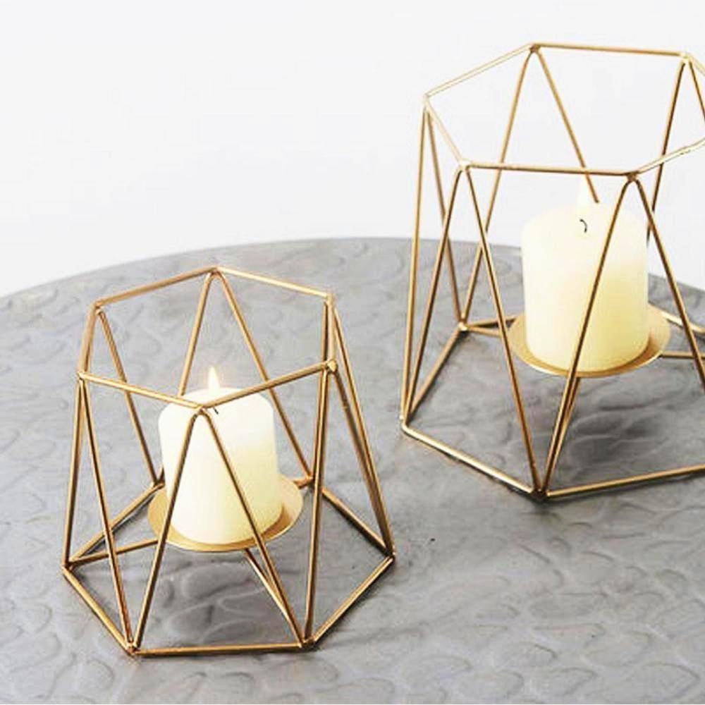 Geometric Gold Iron Candleholder - Nordic Side - 